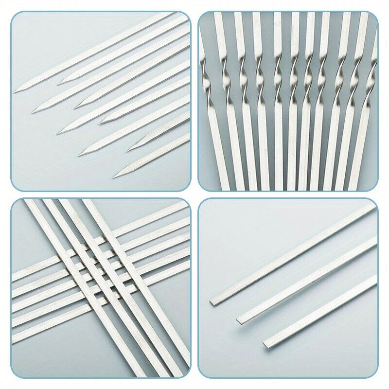 30/35/40cm Metal BBQ Skewers Stainless Steel Cooking Barbecue Kebab Grill Sticks
