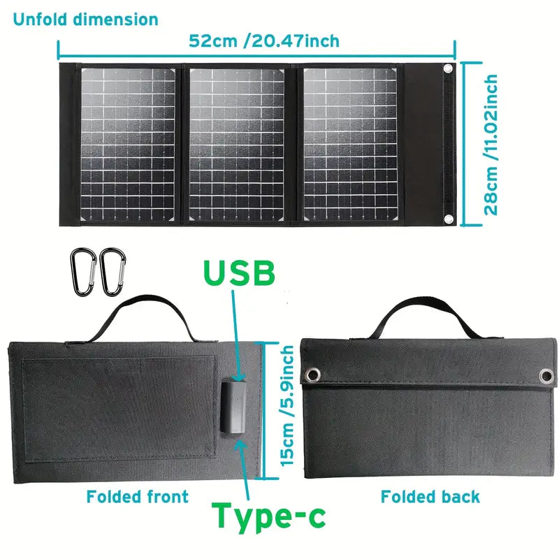 40W Foldable Solar Charger - Efficient, Magnetic Design for Mobile Phones & Outdoor Power Banks