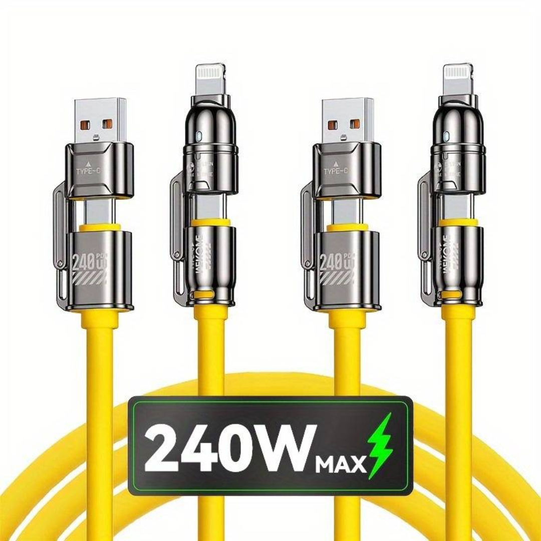 240W 4-in-1 Fast Charging Cable 2M - Multi USB C Lightning Cable for iPhone 15/14/13, Samsung, Xiaomi