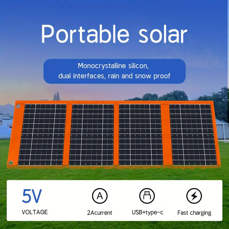 65W Foldable Solar Charger - High-Efficiency, Magnetic Design for Mobile Phones & Outdoor Power Banks - Ideal for Hiking, Camping, Travel