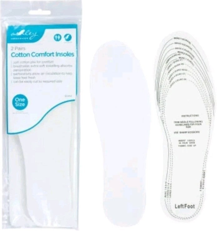 3x2 Pair Lightweight Cotton Comfort Insoles 48h Tracked Delivery