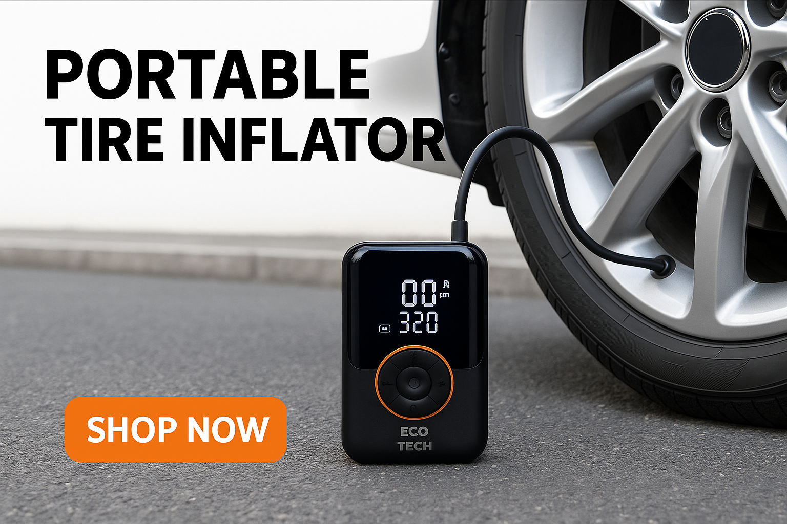 Wireless Tyre Inflator 150PSI - USB Rechargeable Digital Air Pump UK