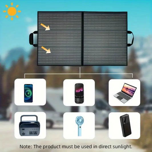Portable 100W Solar Charger - Foldable, Dual USB, Fast Charging for Devices