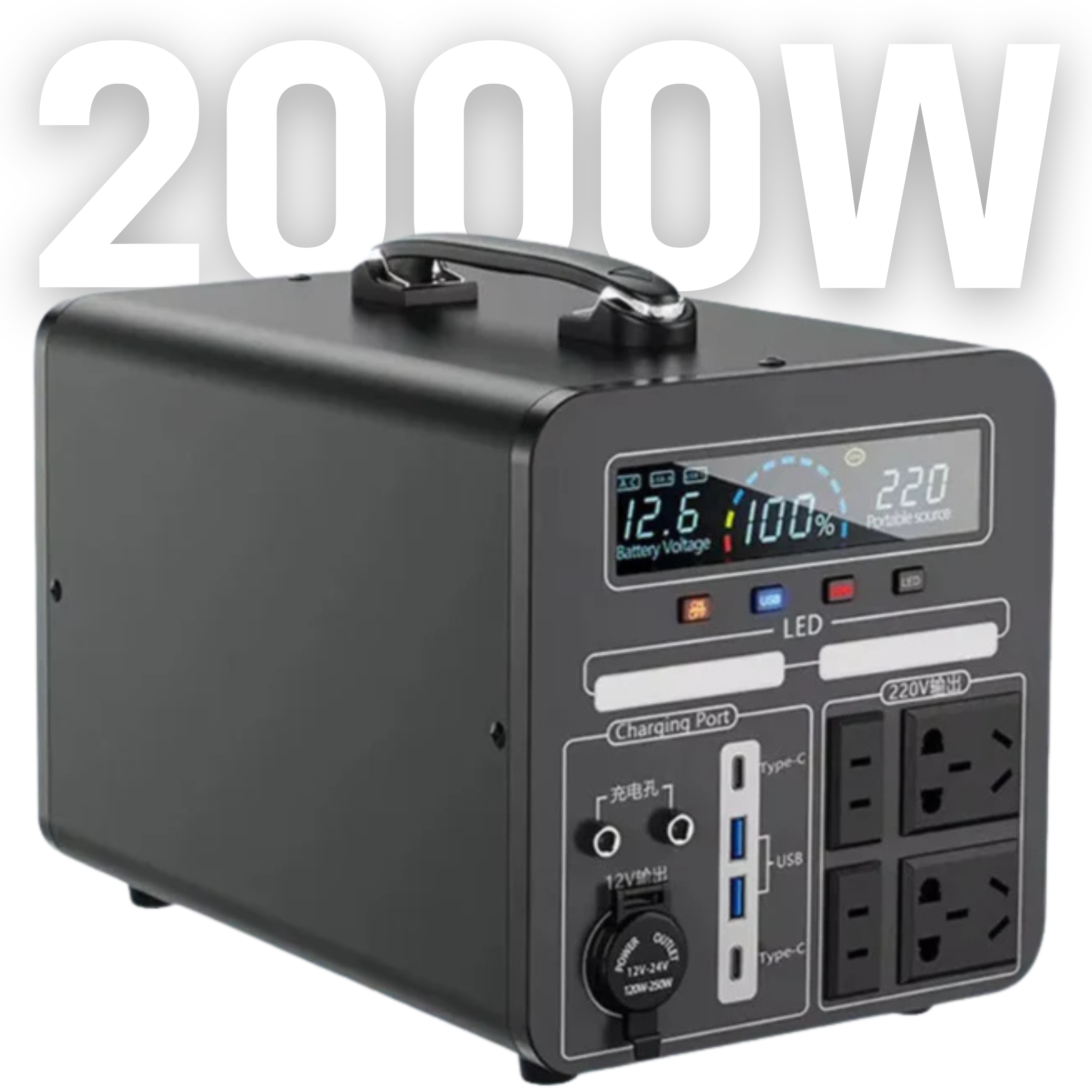 2000W Portable Solar Generator + 2x 200W Solar Panels Kit UK
