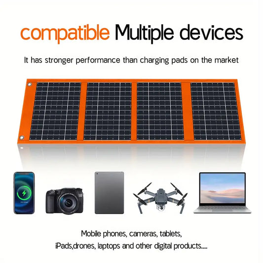 65W Foldable Solar Charger - High-Efficiency, Magnetic Design for Mobile Phones & Outdoor Power Banks - Ideal for Hiking, Camping, Travel