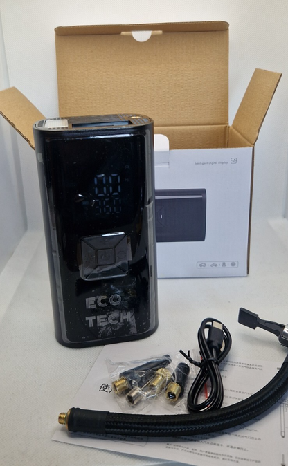 ECO TECH Portable Wireless Tyre Inflator 150PSI USB Rechargeable Air Compressor Pump UK