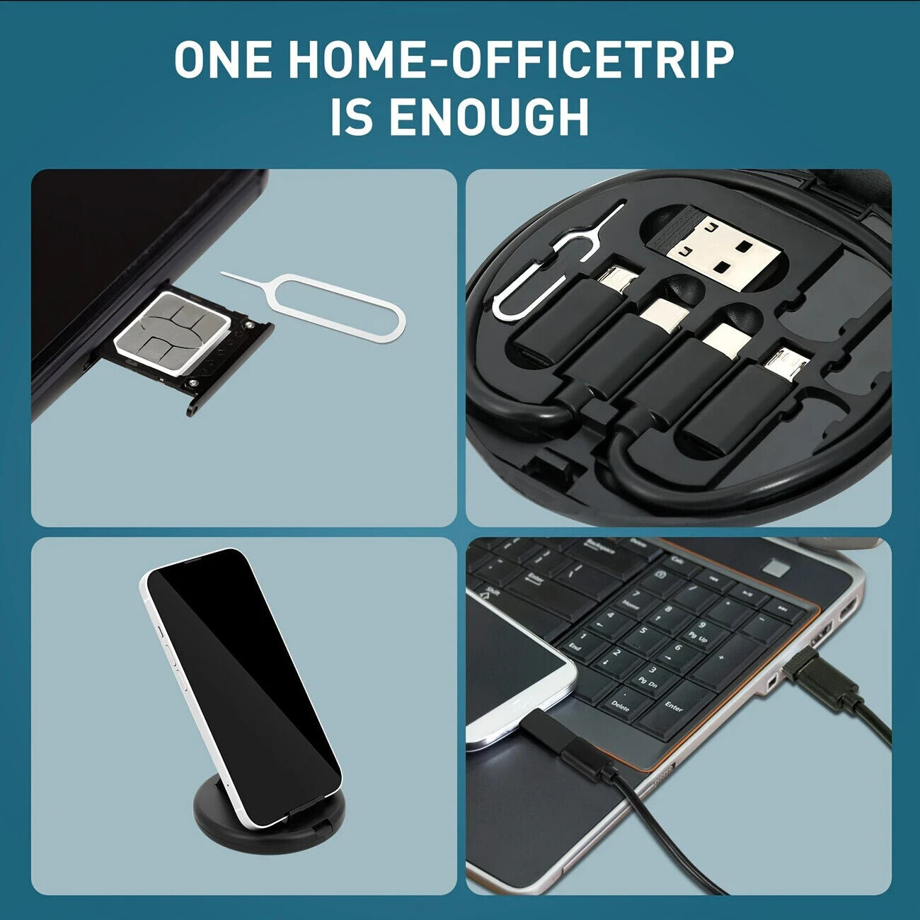 3-Pack Multi-Function USB Adapter Kit - Phone Stand & SIM Tool