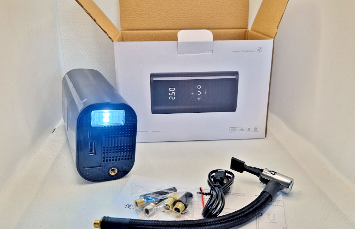 ECO TECH Portable Wireless Tyre Inflator 150PSI USB Rechargeable Air Compressor Pump UK