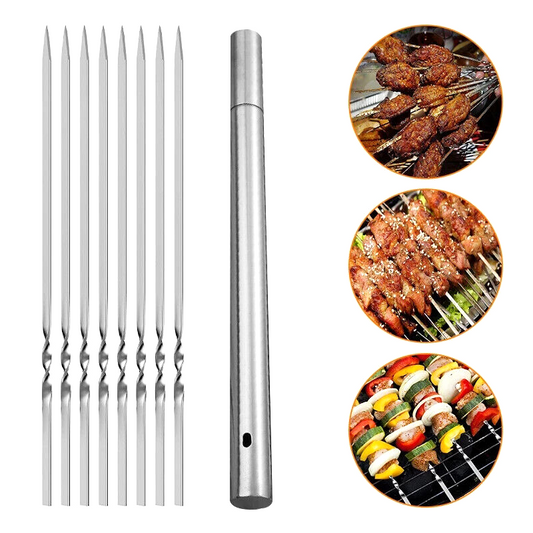 30/35/40cm Metal BBQ Skewers Stainless Steel Cooking Barbecue Kebab Grill Sticks