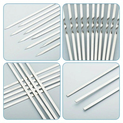 30/35/40cm Metal BBQ Skewers Stainless Steel Cooking Barbecue Kebab Grill Sticks