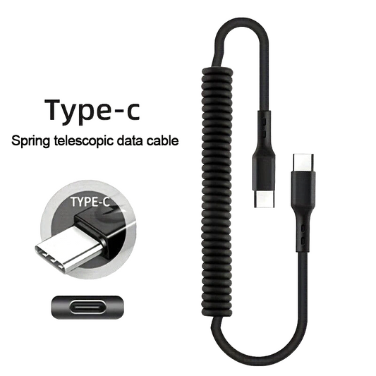 Fast Charge Spring Pull Telescopic Data Cable Type C To Type C