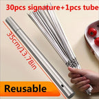 Stainless Steel BBQ Skewers - 30 Pack 35cm Kebab Sticks UK