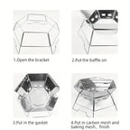 Hexagonal Stainless Steel BBQ Grill - Large Portable Charcoal UK