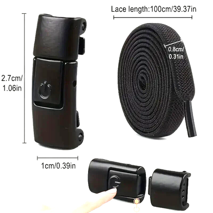 2x No Tie Elastic Shoelaces Black Quick Lock Flat Laces for Kids & Adults UK