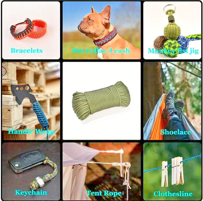100m Green Nylon Rope - Durable Utility Cord Camping DIY UK