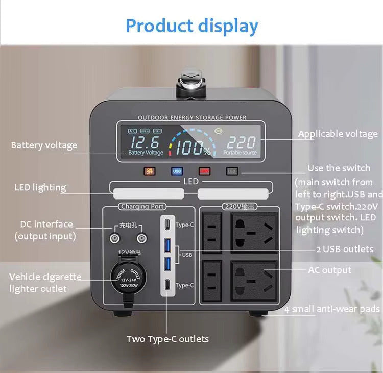 2000W Portable Solar Generator + 2x 200W Solar Panels Kit UK
