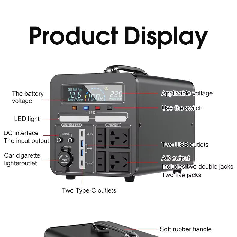 2000W Portable Solar Generator + 2x 200W Solar Panels Kit UK