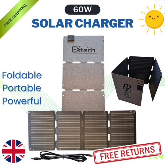 🔋 60W Foldable Solar Panel – Power Your Life Anywhere | USB-C, DC, Fast Charge